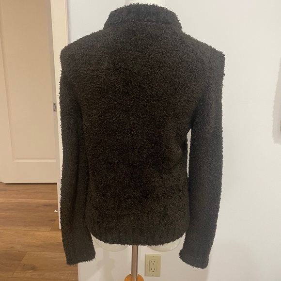 French Connection Dark Brown Size M Chenille Zippered Cardigan Sweater - Picture 3 of 3